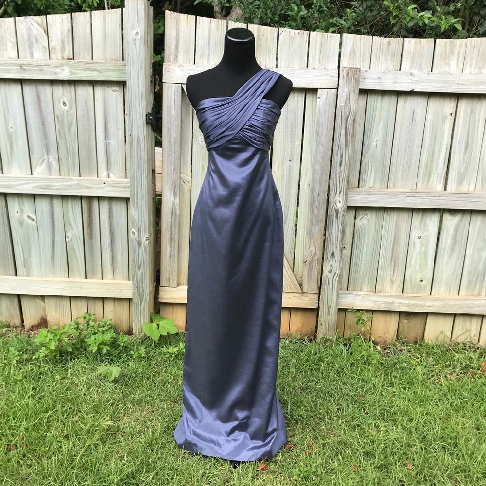 Ruched one shoulder formal gown